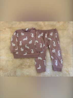 H&M Mauve Pink Bunny Knit Kids Matching Set